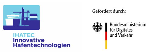 IHATEC + BMDV Logo Förderprogramm für Innovative Hafentechnologien (IHATEC II) und Logo Bundesministerium für Digitales und Verkehr (BMDV)